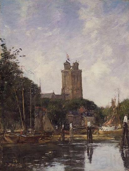 Eugene Boudin Dordrecht the Grote Kerk from the Canal France oil painting art